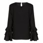 Hot Plus Size Women blouse Back Button Hollow Out Blouses Thin Long Fold Sleeve blusas Ladies Tops 2