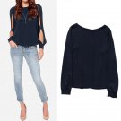 Summer Womens Long Sleeve Loose Chiffon Hollow Out Casual Blouse Tops blusas