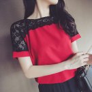 Plus Size 5XL Women Blouses Lace Chiffon Blouse Blusa Feminina Tops Short Sleeve Fashion Chemise Fem