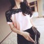 Plus Size 5XL Women Blouses Lace Chiffon Blouse Blusa Feminina Tops Short Sleeve Fashion Chemise Fem