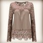 plus size 7XL women shirts 2016 new aarrive lace clothing loose shoulder solid stitching chiffon blo