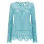 plus size 7XL women shirts 2016 new aarrive lace clothing loose shoulder solid stitching chiffon blo