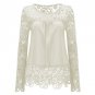 plus size 7XL women shirts 2016 new aarrive lace clothing loose shoulder solid stitching chiffon blo