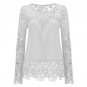 plus size 7XL women shirts 2016 new aarrive lace clothing loose shoulder solid stitching chiffon blo