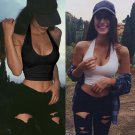 2017 New Sexy Womens Casual Slim Sleeveless Tank Cami Vest Blouse Crop Top Fitness Vest Colete Jeans