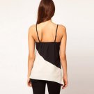 Women Bow Decor Black White Patchwork Chiffon Blouse Asymmetrical Top Plus Size New Arrival