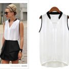 S-XXXXL Plus Size 6 Colors Women New Casual Sleeveless Shirt Blouse V-Neck Chiffon Tank Tops 2016 Sp