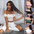 Summer Sexy Women Sleeveless Off Shoulder Tank Tops Blouse Black White Pink Green Slim Ladies Casual