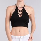 Fashion Summer Women Sexy Tank Tops Casual Vest Blouse Sleeveless Black Crop Top Blue Halter Bustier
