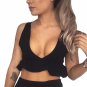 Sexy Women Tops Summer Crop Top Sleeveless Ruffle Hem Shirt Blouse Casual Deep V Neck Tank Ruffles B
