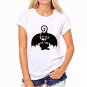 CDJLFH brand Summer Women blouse fashion white shirt black little black cat print O-NECK Casual Shor