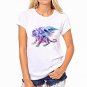 CDJLFH brand Summer Women blouse fashion white shirt black little black cat print O-NECK Casual Shor