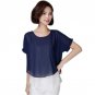 Summer Women Short Sleeve Blouse Fake Two Pieces Fashion Chiffon Blouses Casual Shirt Tops JL