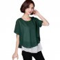Summer Women Short Sleeve Blouse Fake Two Pieces Fashion Chiffon Blouses Casual Shirt Tops JL