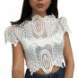 Summer Style Elegant Lace Crochet Cop Top Girls Short Sleeve White Short Top Women Sexy Hollow Out T