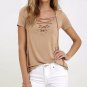 Lace Up Women Blouses Plus Size Solid Hollow Out Shirt Short Sleeves Sexy Banage Top Summer Loose Bl