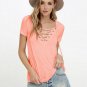 Lace Up Women Blouses Plus Size Solid Hollow Out Shirt Short Sleeves Sexy Banage Top Summer Loose Bl