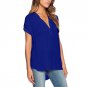 Autumn Summer Women Chiffon Blouses Shirts Loose Casual Blouse Female V-neck Short Sleeve Tops Plus 