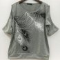 7Color S-5XL Feather Printed Off Shoulder Loose Summer Blouses of Large Size O Neck Women Shirt Casu