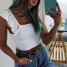 2017 New Arrival Women Sexy Sleeveless Camis Ruffles T Shirt Tank Solid Punk Vest Blouse Loose Tops 