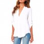 2017 New Blusas Femininas V Neck Solid Chiffon tshirt Women Fashion V-Neck Tops Long Sleevet t Shirt