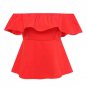 Women Blouse Elegant Blue Ruffles Off Shoulder Female Blouse Shirt Sexy Summer 2017 Girls White blou