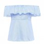 Women Blouse Elegant Blue Ruffles Off Shoulder Female Blouse Shirt Sexy Summer 2017 Girls White blou