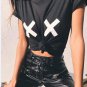Women Summer Casual Short Sleeve Love Heart Printed T-shirt Tops White Black Cotton Loose Tee Tops c