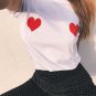 Women Summer Casual Short Sleeve Love Heart Printed T-shirt Tops White Black Cotton Loose Tee Tops c