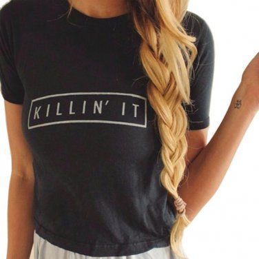 Killin\' it Print Letter T Shirt Plus size XXXL Women Top t shirt Women T Shirt Casual shirt Tee Fem