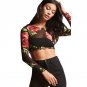 MUQGEW Women Sexy Floral Grid Perspective Shirt Long Sleeve Short Shirt Top Blouse New Arrival Comfo
