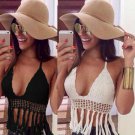 Factory Price! Women Sexy Deep V-neck Crochet Knit Crop Top Halter Bra Bralette Summer Blouse