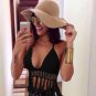 Factory Price! Women Sexy Deep V-neck Crochet Knit Crop Top Halter Bra Bralette Summer Blouse
