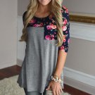 Fashion Womens Long Sleeve Floral Printed Shirt Casual Lace Loose Cotton Tops T Shirt