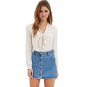 Women Solid Color Vogue Summer Autumn Lace Up Bowknot Blouses Shirts Chiffon Full Sleeve Fashion Cas
