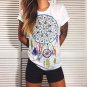 Summer Casual Women Short Sleeve O neck Blouses Fashion 9 Prints Women White Shirts blusas New Sexy