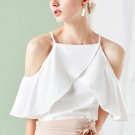 Women Sexy Chiffon Summer Ruffle Lotus Sleeve Blouses Crop Tank Top Camisole