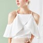 Women Sexy Chiffon Summer Ruffle Lotus Sleeve Blouses Crop Tank Top Camisole