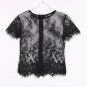 Sexy Women Blusas Femininas Short Sleeve V Neck Vintage Lace Blouse Hollow Out Zipper Back Crop Top