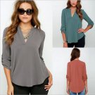 2017 Women Summer loose Big Size S-5XL Chiffon Blouse Ladies Elegant Sexy V-neck Blouses Multicolor 