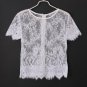 Sexy Women Blusas Femininas Black Short Sleeve O Neck Hollow Out Sexy Lace Top with Zipper