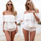 2016 New Summer Women Ruffle Off-Shoulder Solid Color Chiffon Loose Top Blouse