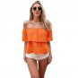 2017 Fashion Womens Chiffon Casual Off Shoulder Boat Neck Shirt Halter Loose Tops Long Sleeve Female