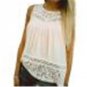 Casual Women Summer Lace Splice Chiffon Vest Top Sleeveless Blouse Tank Tops  Y81830