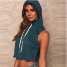 Tank tops t-shirt 2017 New item Hot Sale Fashion Women Sexy Blouse Sleeveless Hooded Short Shirt  Hi