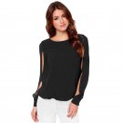 Women Sexy Casual Chiffon Solid Long Sleeve Blouse Club Party Loose Blouse Tops S-6XL Solid Chic Lad