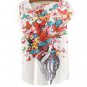New Arrival Summer Womens Blouse Short Sleeve Loose Casual Animal Floral Print Tops