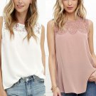 Women Summer Vest Lace Chiffon Blouse Tops Fashion Chemise Shirts Sleeveless Tank Tops