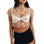 Women Shirt Short Sleeve Crop Perspective Hollow Out Lace Blouse Tops Transparent seductive Tank top