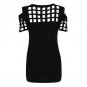 New Women\'s Short Sleeve Blouse Tops Shirts Bodycon Hollow Out Block Cold Shoulder Cotton Shirts Sl
